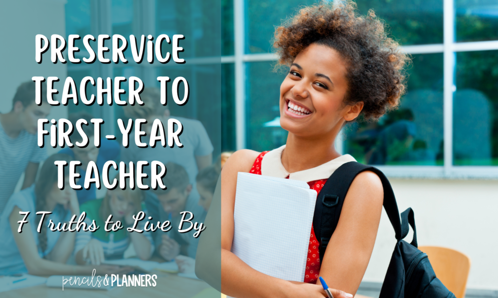 new graduating teacher holding books and papers while smiling